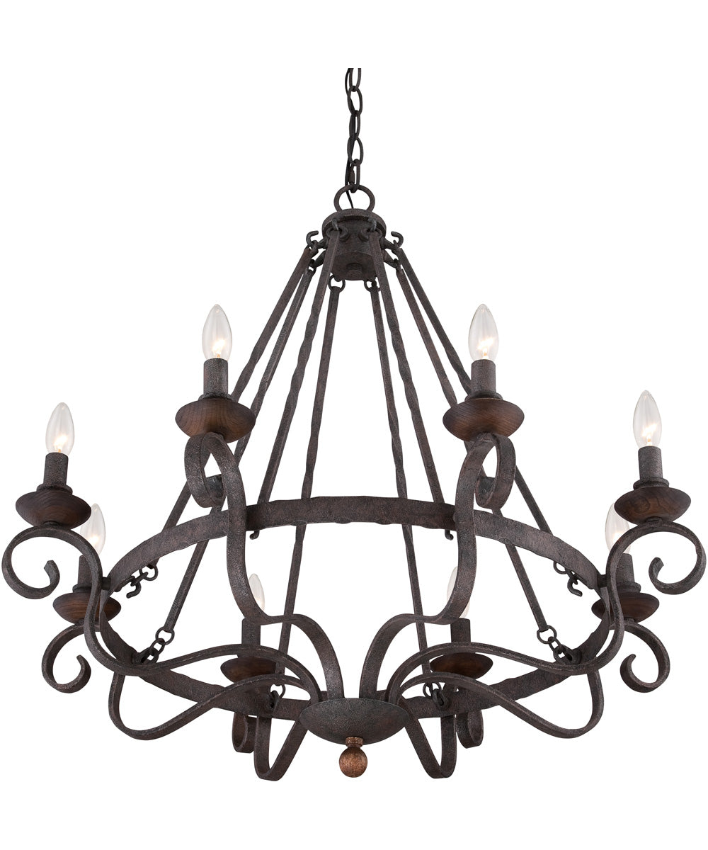 Noble 8-light Chandelier Rustic Black