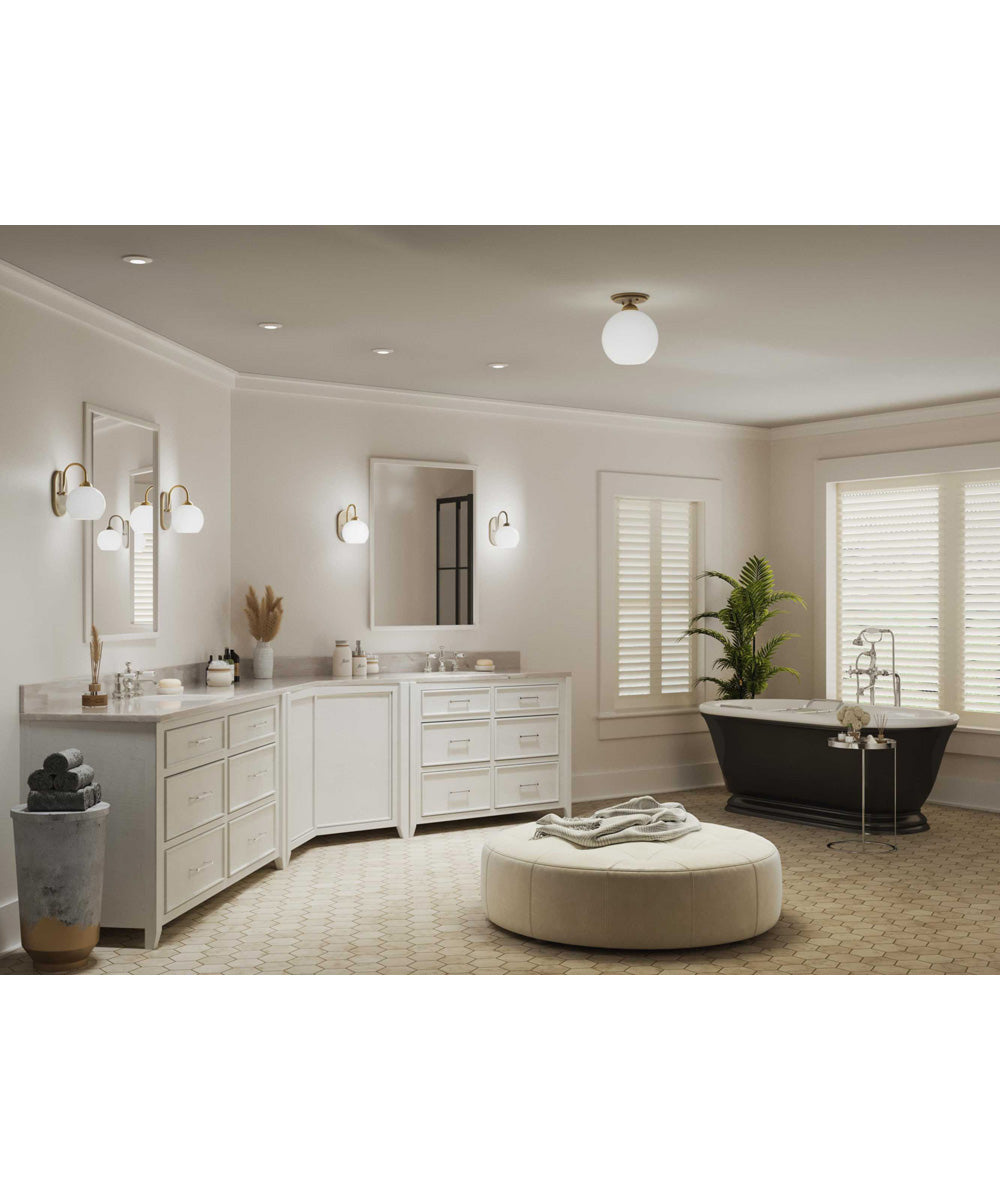 Carisa 1-Light Opal Glass Mid-Century Modern Bath Vanity Light Vintage Gold