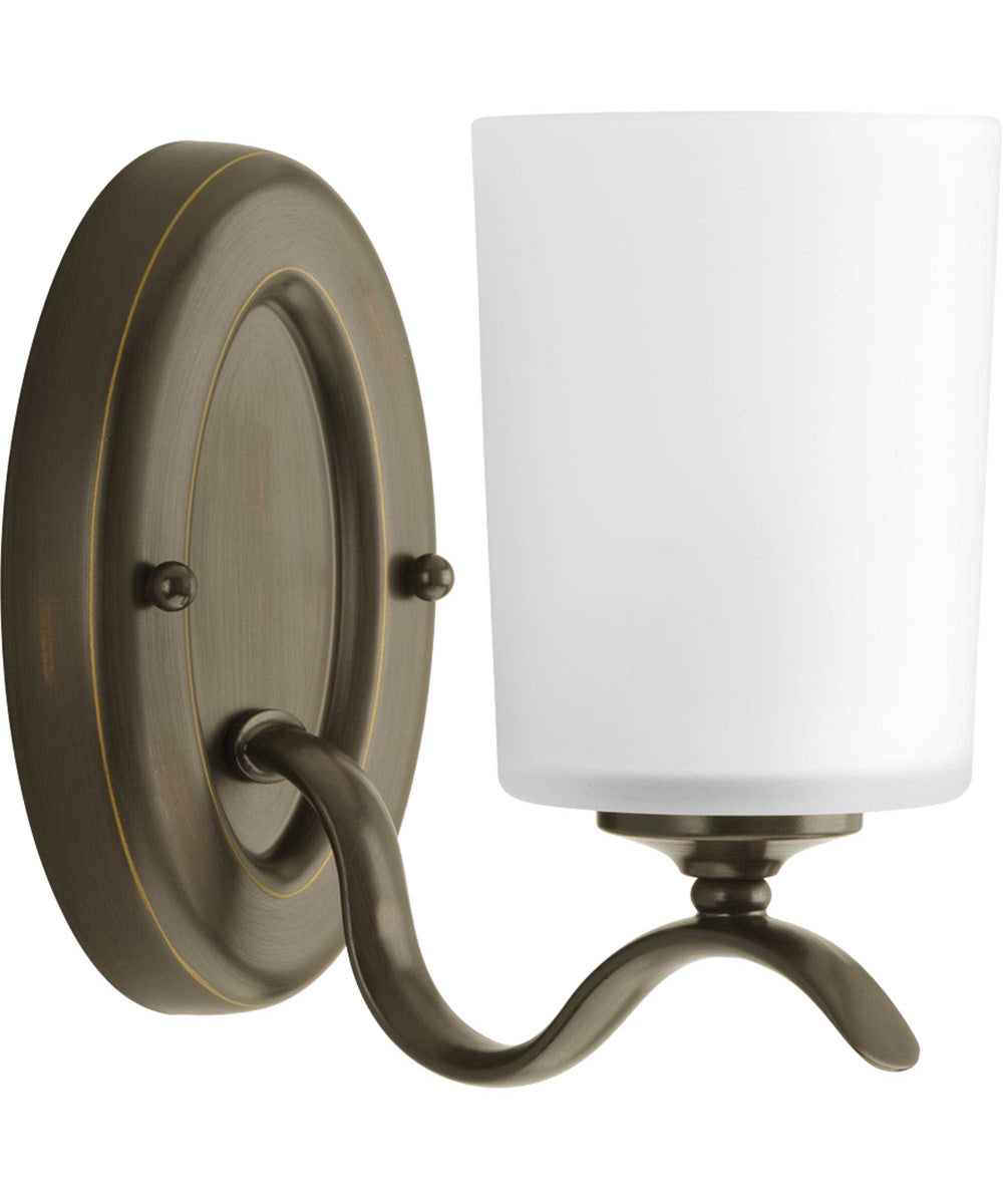Inspire 1-Light Etched Glass Traditional Bath Vanity Light Antique Bronze