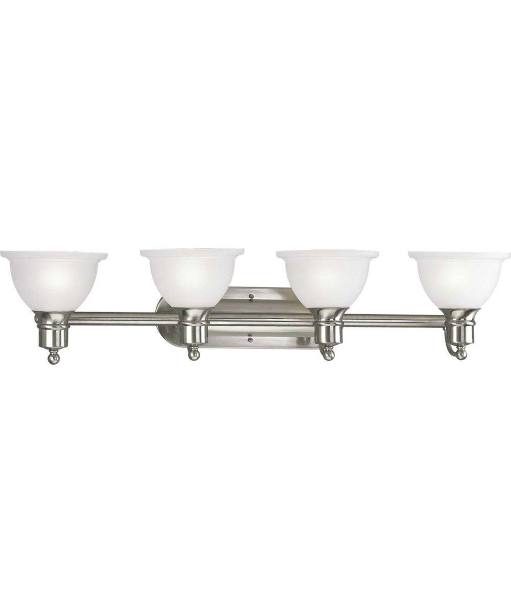 Madison 4-Light Etched Glass Traditional Bath Vanity Light Brushed Nickel