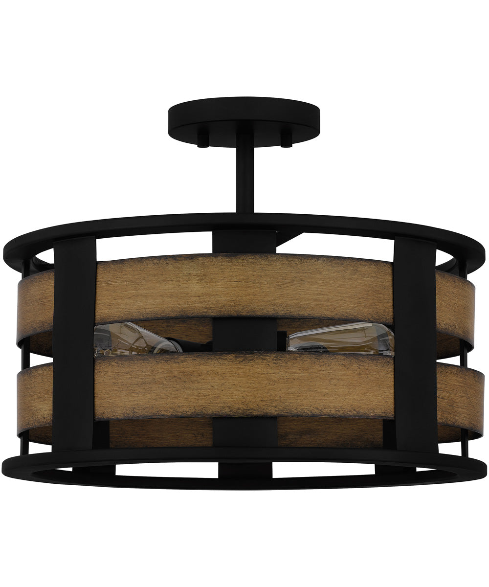 Milton 3-light Semi Flush Mount Matte Black