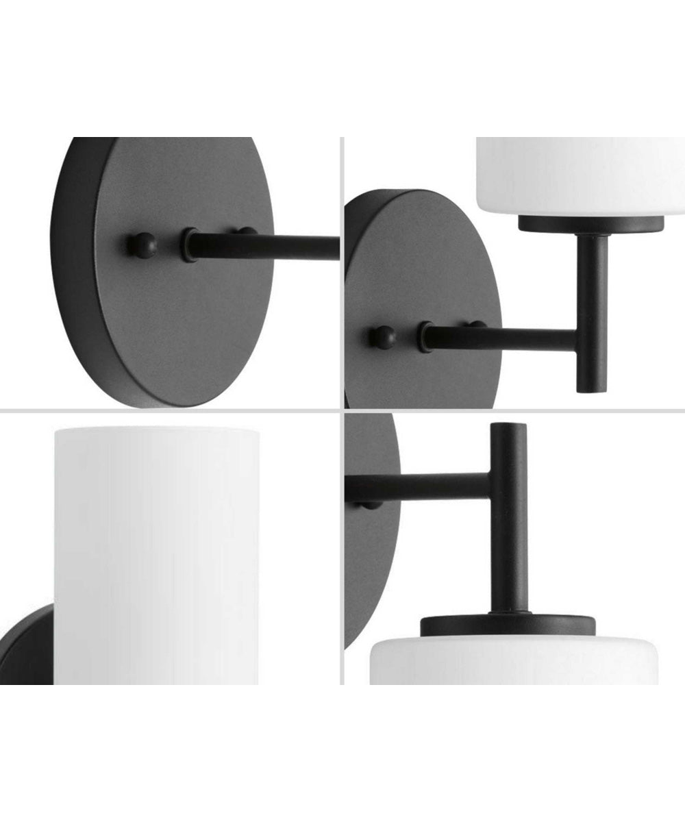 Replay 1-Light Etched White Glass Glass Modern Bath Vanity Light Textured Black