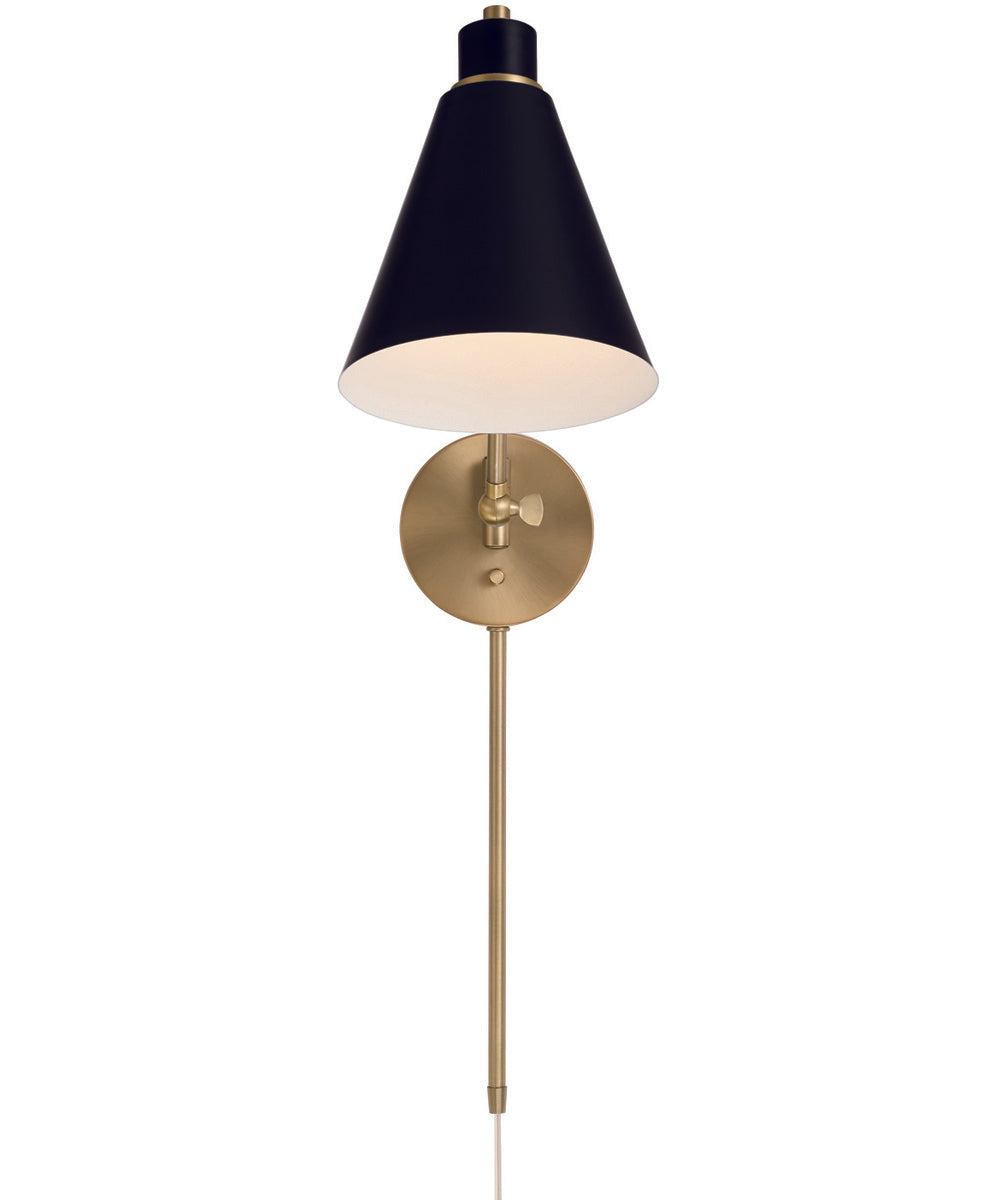 Bradley 1-Light Plug In Sconce Aged Brass and Black, 7"W