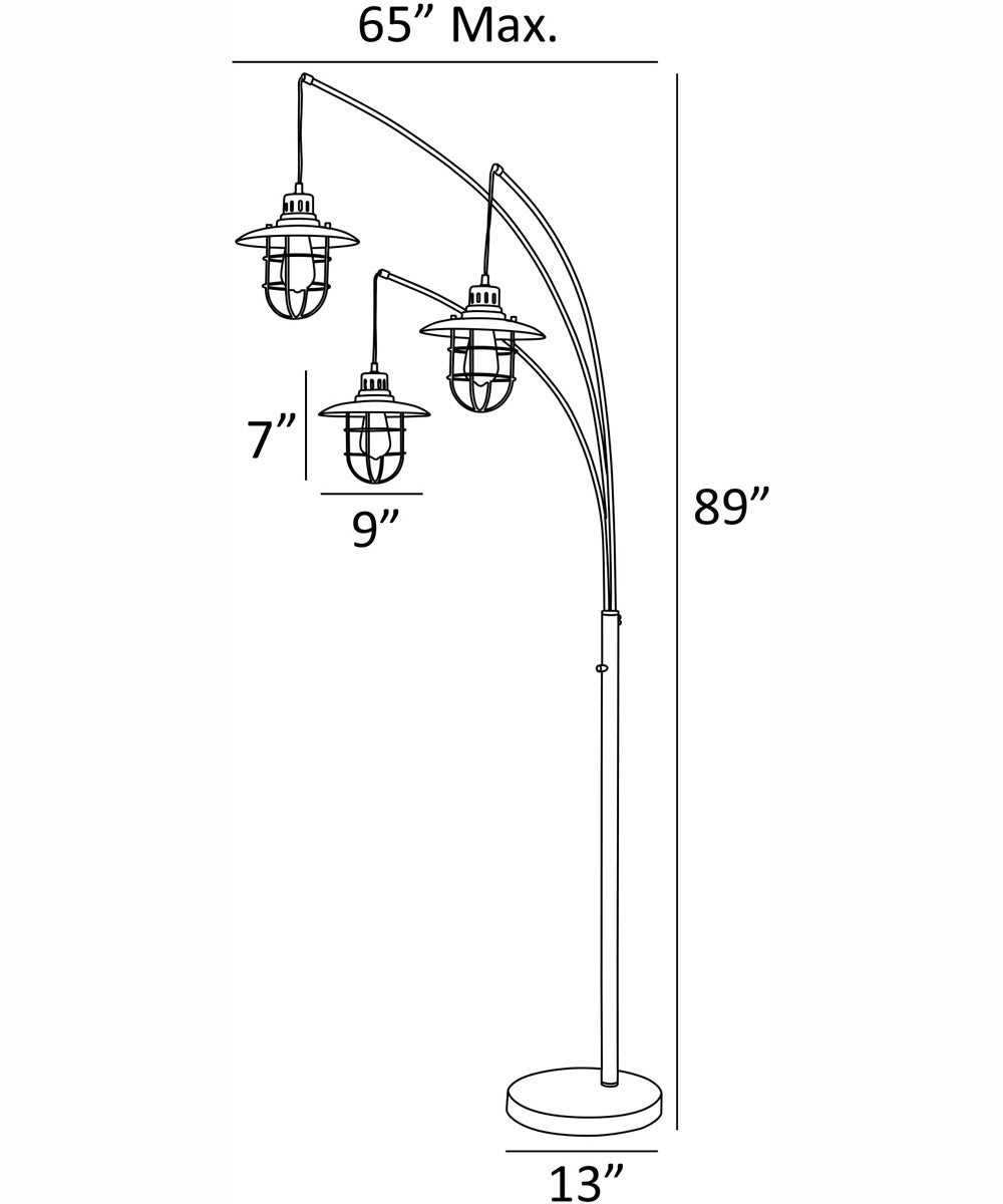 Lanterna II 3-Light 3-Light Arch Lamp D.Brz/Metal Lantern