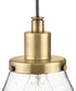 Hinton 1-Light Brushed Nickel Modern Farmhouse Pendant Vintage Brass