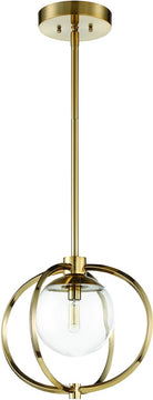 15"W Piltz 1-Light Mini Pendant Light Satin Brass