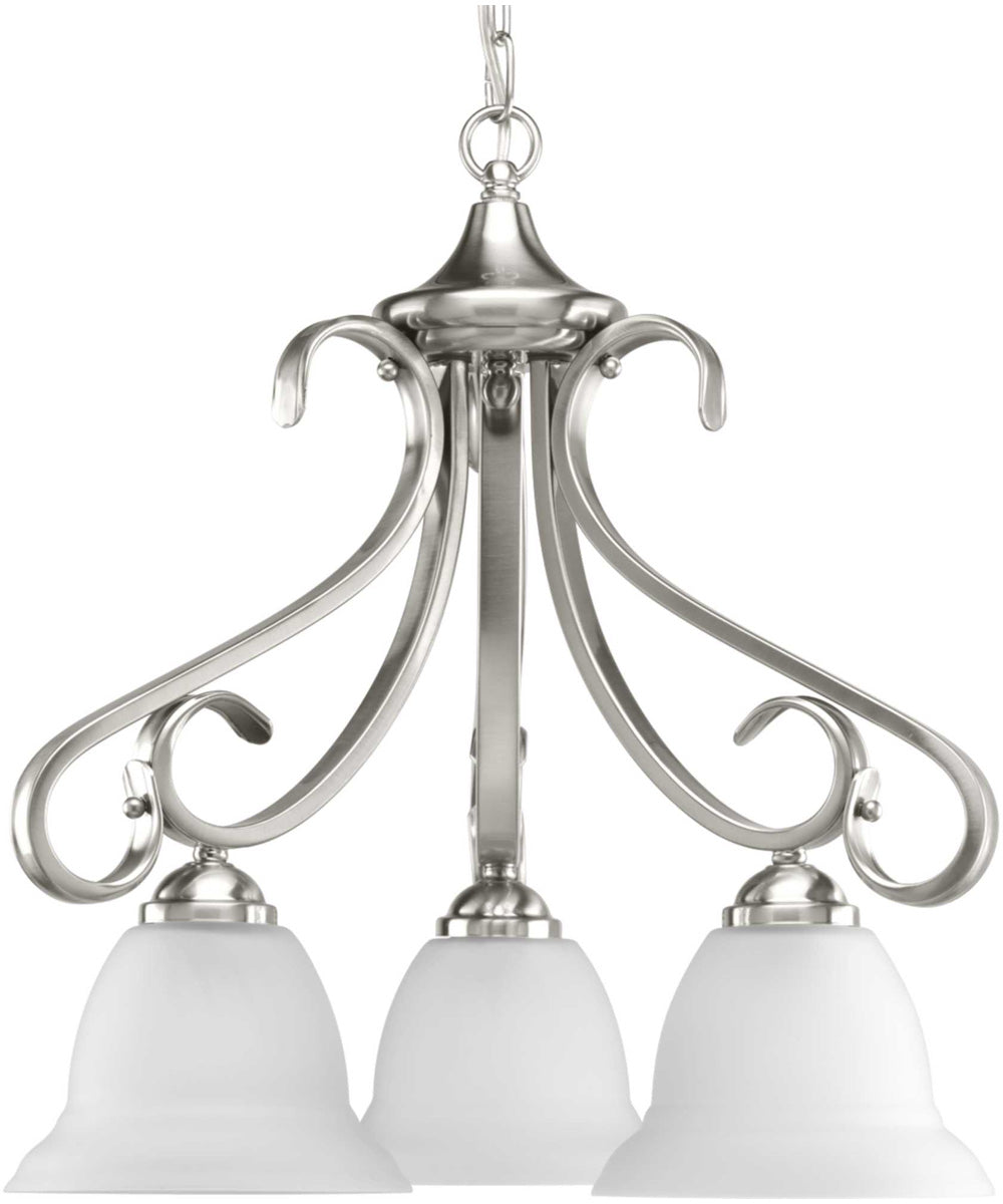 Torino 3-Light Etched Glass Transitional Chandelier Light Brushed Nickel