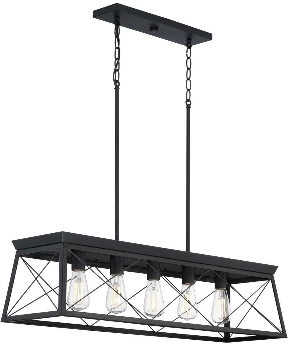 Briarwood 5-Light Textured Cerused Black Farmhouse Style Linear Island Chandelier Light Textured Black
