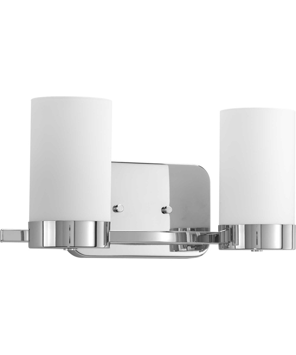 Elevate 2-Light Etched White Glass Mid-Century Modern Bath Vanity Light Polished Chrome