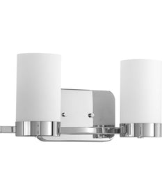 Elevate 2-Light Etched White Glass Mid-Century Modern Bath Vanity Light Polished Chrome