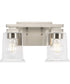 Gilmour 2-Light Modern Farmhouse Clear Glass Bath Vanity Light Brushed Nickel