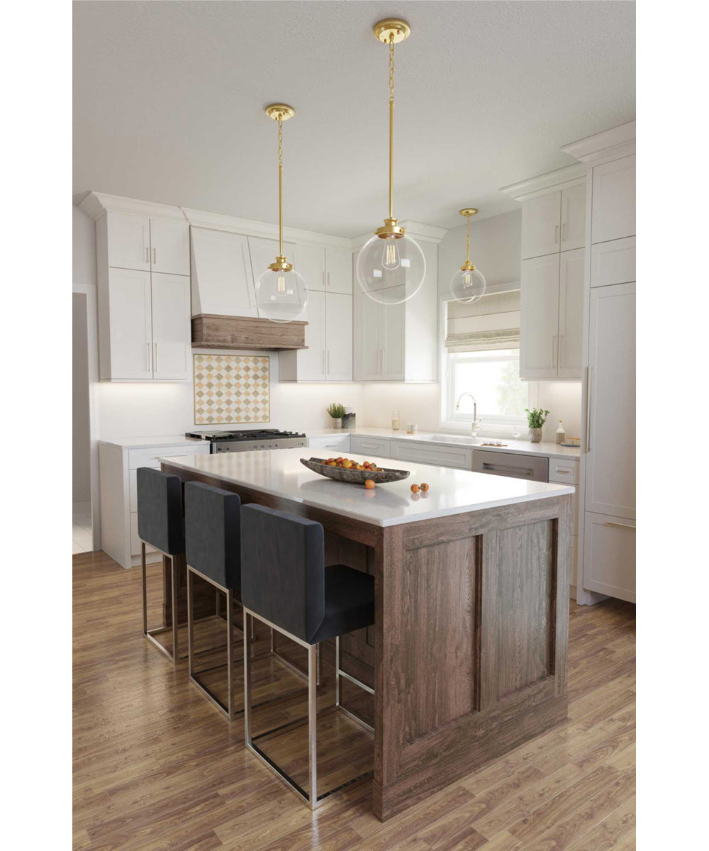 Penn 1-Light Clear Glass Farmhouse Pendant Light Natural Brass