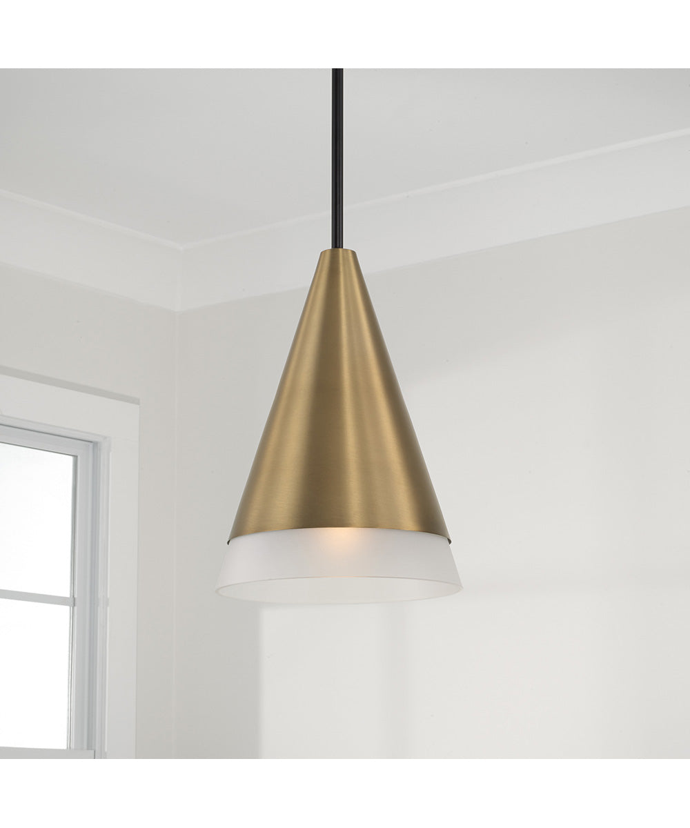 Avant 1-Light Pendant Aged Brass and Black
