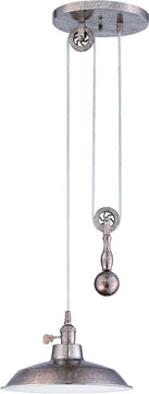 12"W 1-Light Pulley Pendant Light Tarnished Silver