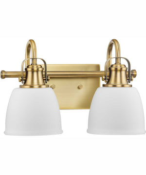 Preston 2-Light Coastal Bath Vanity Light Vintage Brass