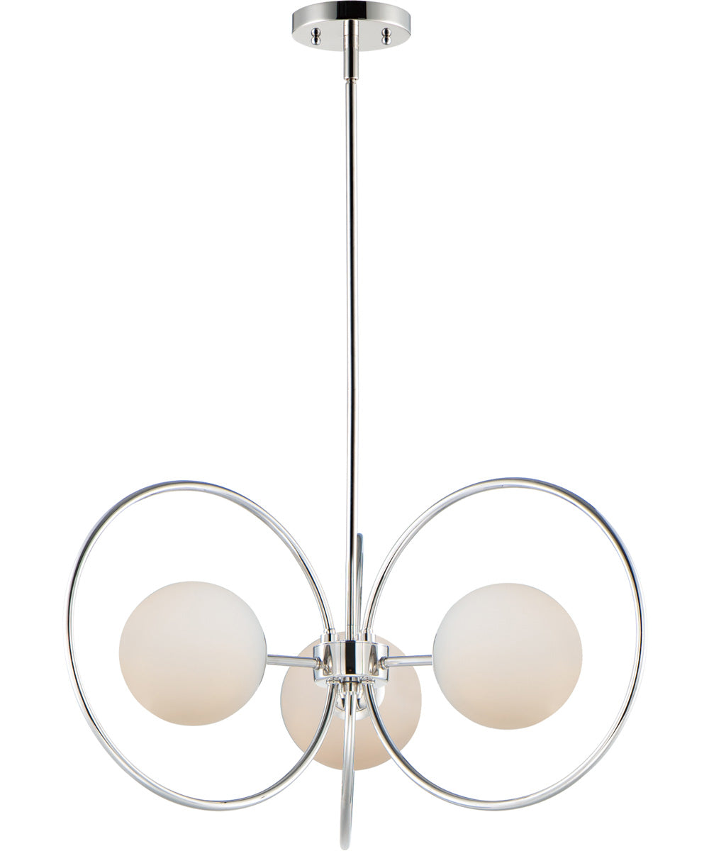 28"W Revolution 3-Light Chandelier Polished Nickel