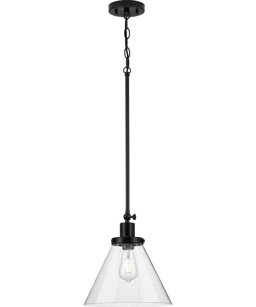 Hinton 1-Light Seeded Glass Vintage Style Hanging Pendant Light Matte Black