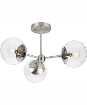 Atwell 3-Light Mid-Century Modern Semi-Flush Mount Brushed Nickel