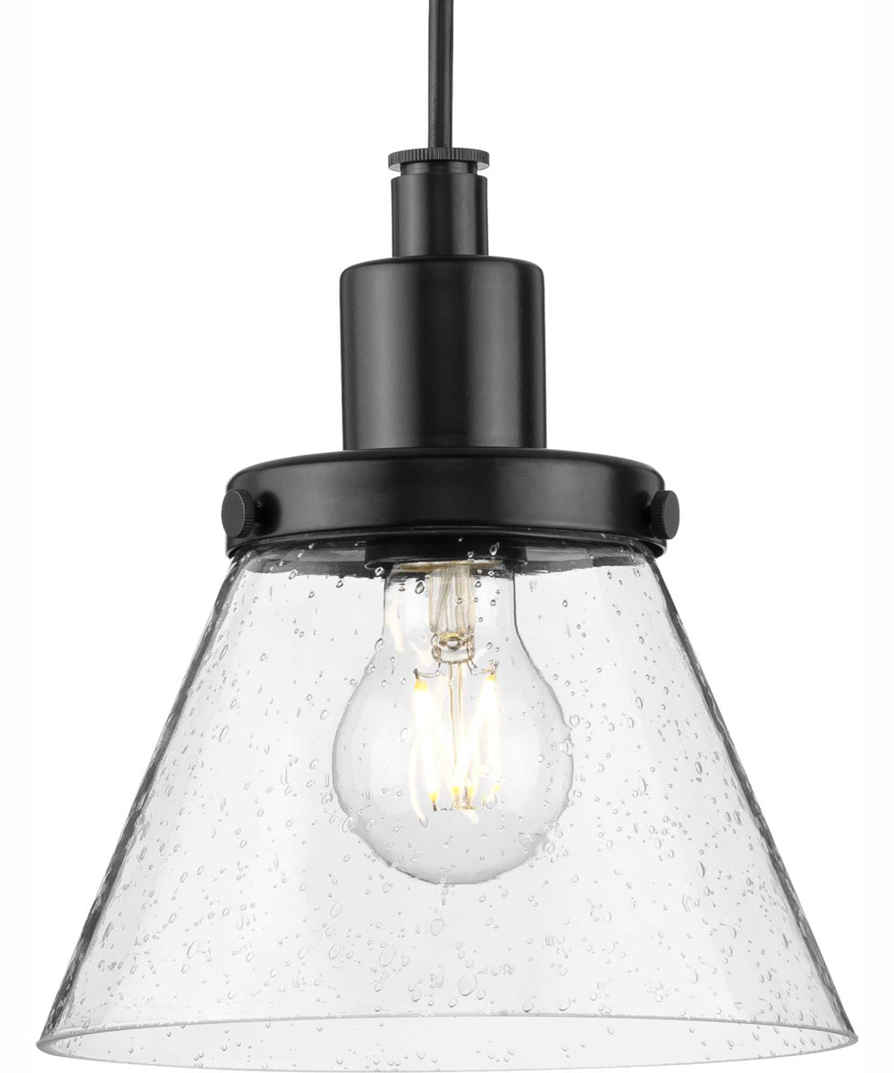 Hinton 1-Light Brushed Nickel Modern Farmhouse Pendant Matte Black