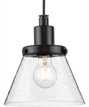 Hinton 1-Light Brushed Nickel Modern Farmhouse Pendant Matte Black
