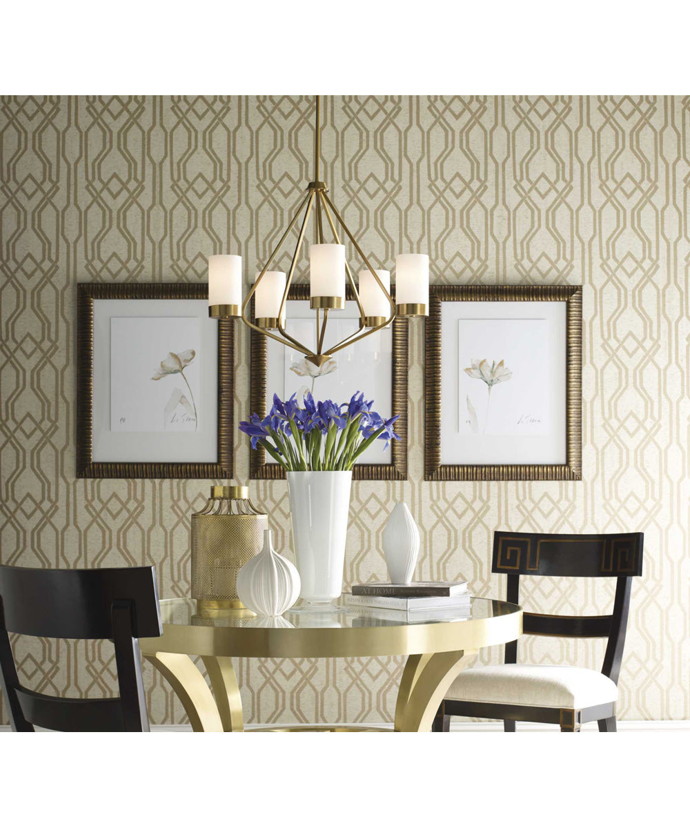 Elevate 3-Light Etched White Glass Mid-Century Modern Chandelier Light Brushed Bronze