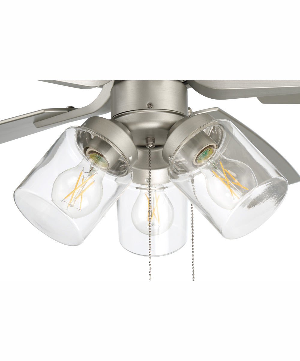 52" Outdoor Pro Plus 104 Clear 3-Light Indoor/Outdoor Ceiling Fan Painted Nickel
