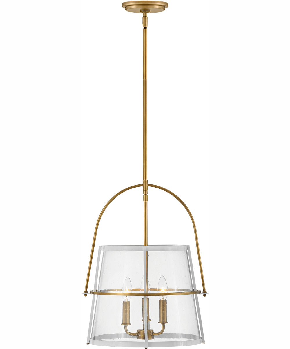 Tournon 3-Light Medium Pendant in Heritage Brass with Polished White Accents
