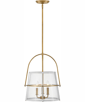 Tournon 3-Light Medium Pendant in Heritage Brass with Polished White Accents