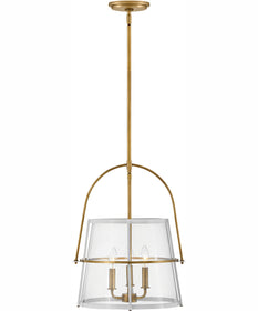 Tournon 3-Light Medium Pendant in Heritage Brass with Polished White Accents