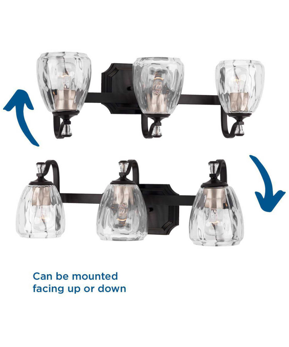 Anjoux 3-Light Clear Water Glass Luxe Bath Vanity Light Antique Bronze