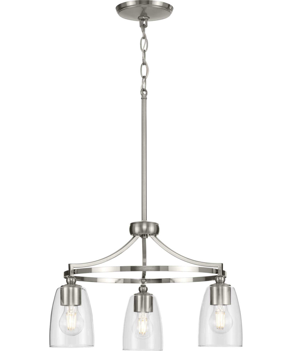 Parkhurst 3-Light New Traditional Clear Glass Chandelier Light Brushed Nickel
