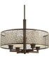 Mingle 4-Light Natural Parchment Glass Global Pendant Light Antique Bronze