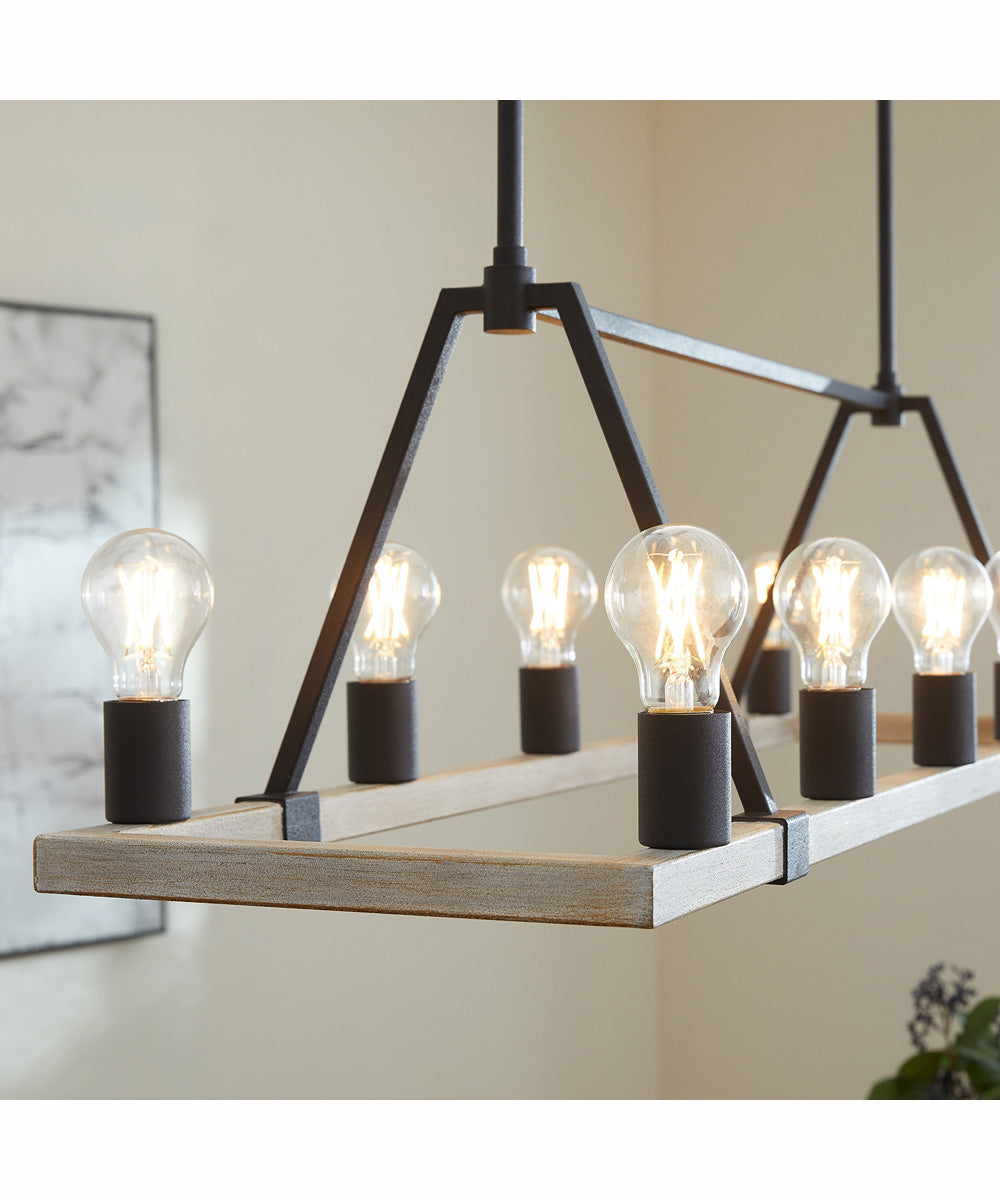 Paxton 10-light Chandelier Textured Black w/ Weathered Oak Finish