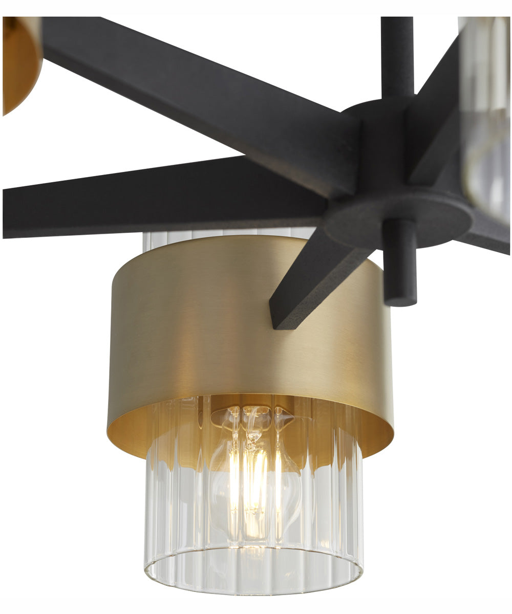 Epsilon 6-light Chandelier Textured Black w/ Aged Brass