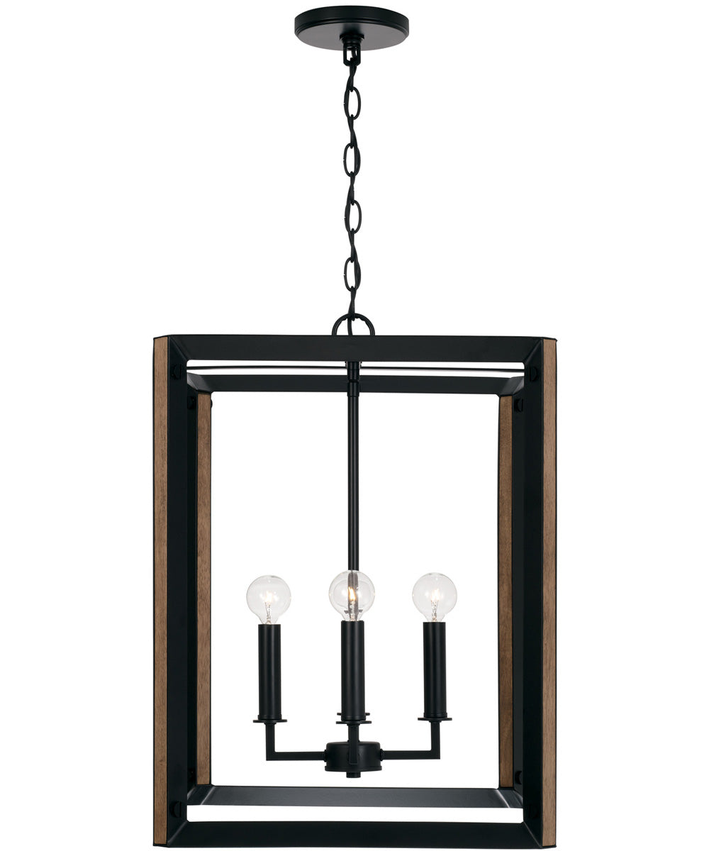 Rowe 4-Light Foyer Matte Black and Brown Wood