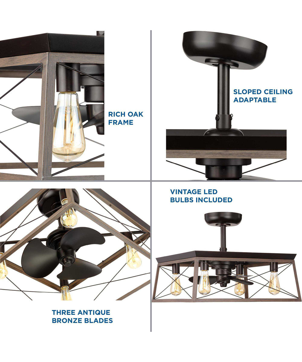 Briarwood 22" Indoor/Outdoor 3-Blade  Farmhouse Fandelier Antique Bronze