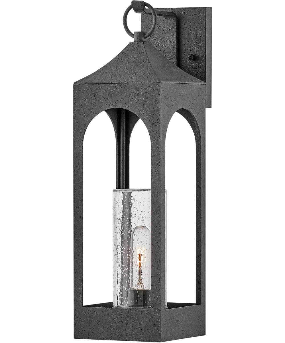 Amina 1-Light Medium Outdoor Wall Mount Lantern in Distressed Zinc