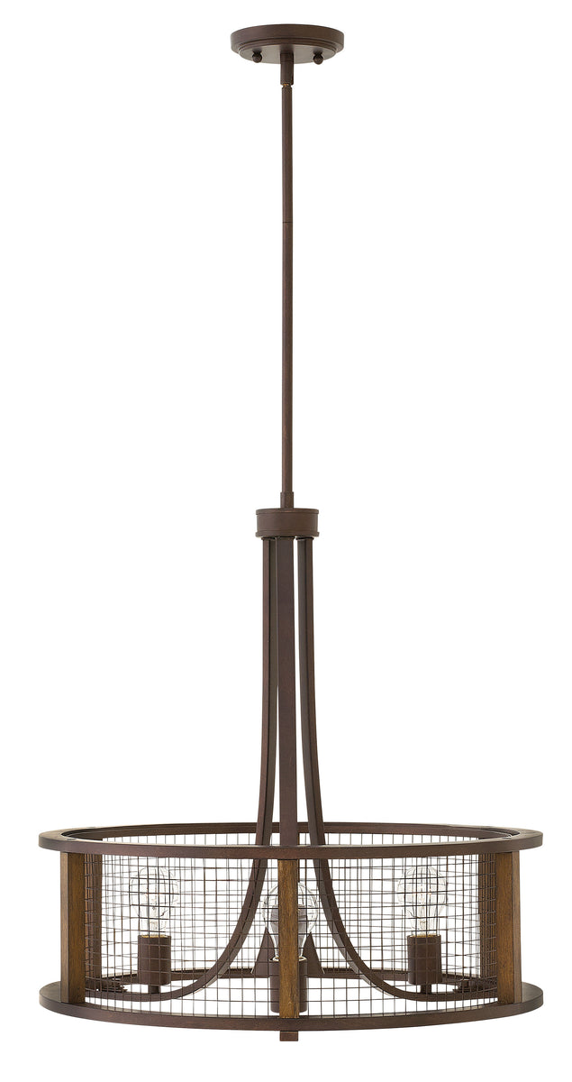 22"W Beckett 3-Light Small Pendant Foyer in Iron Rust