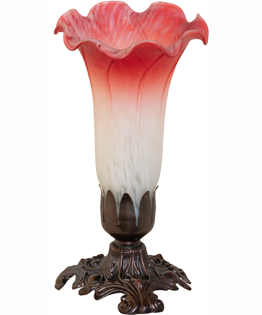 8" High Pink/White Tiffany Pond Lily Victorian Accent Lamp