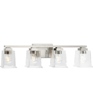 Gilmour 4-Light Modern Farmhouse Clear Glass Bath Vanity Light Brushed Nickel
