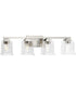 Gilmour 4-Light Modern Farmhouse Clear Glass Bath Vanity Light Brushed Nickel