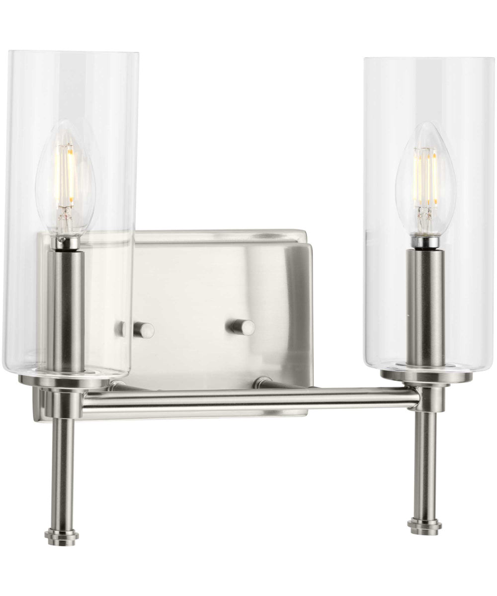 Elara 2-Light New Traditional Clear Glass Bath Vanity Light Brushed Nickel