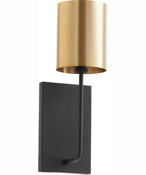 Harmony 1-light Wall Mount Light Fixture Textured Black w/ Aged Brass