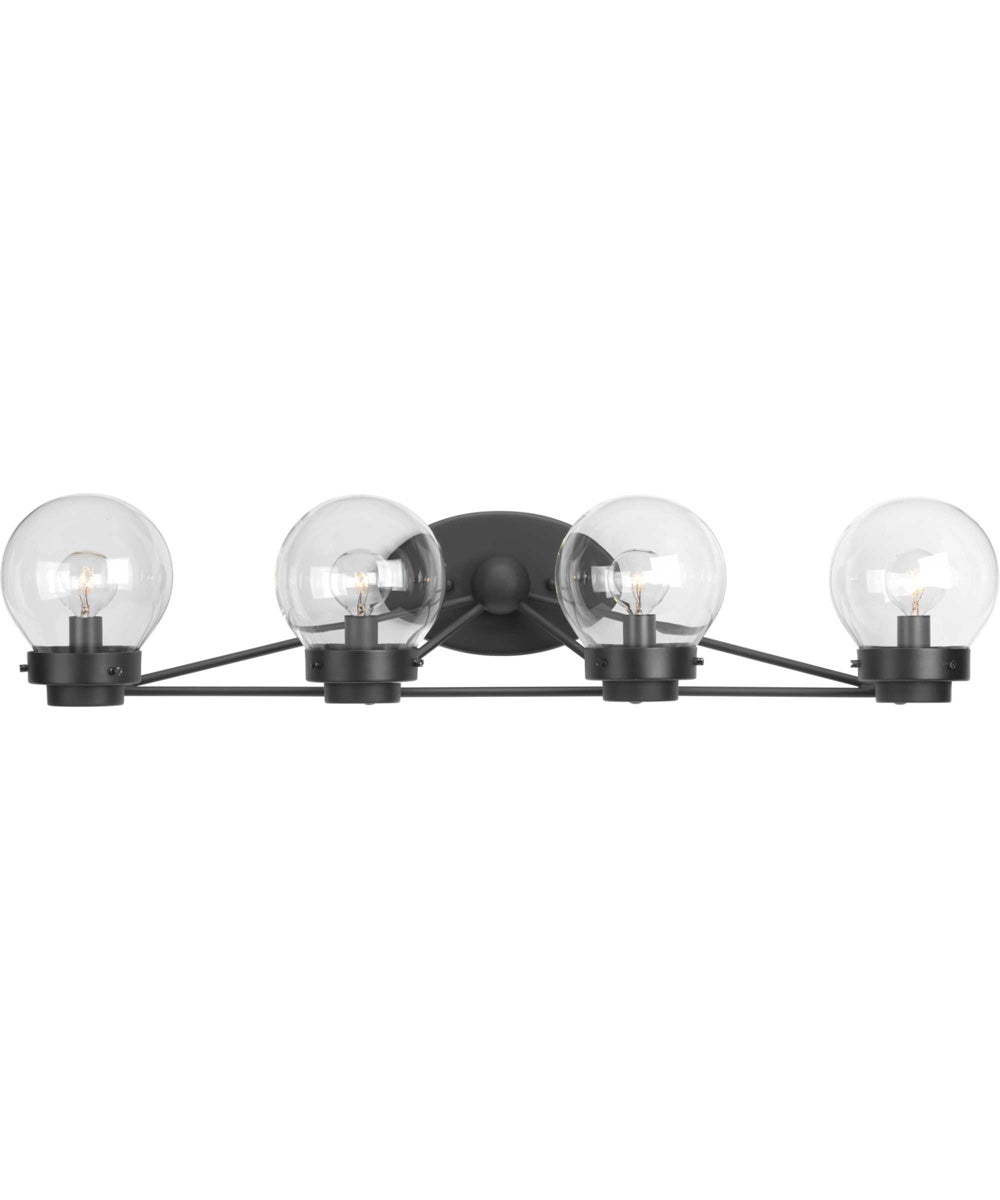 Spatial 4-Light Clear Glass Global Bath Vanity Light Matte Black