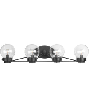 Spatial 4-Light Clear Glass Global Bath Vanity Light Matte Black