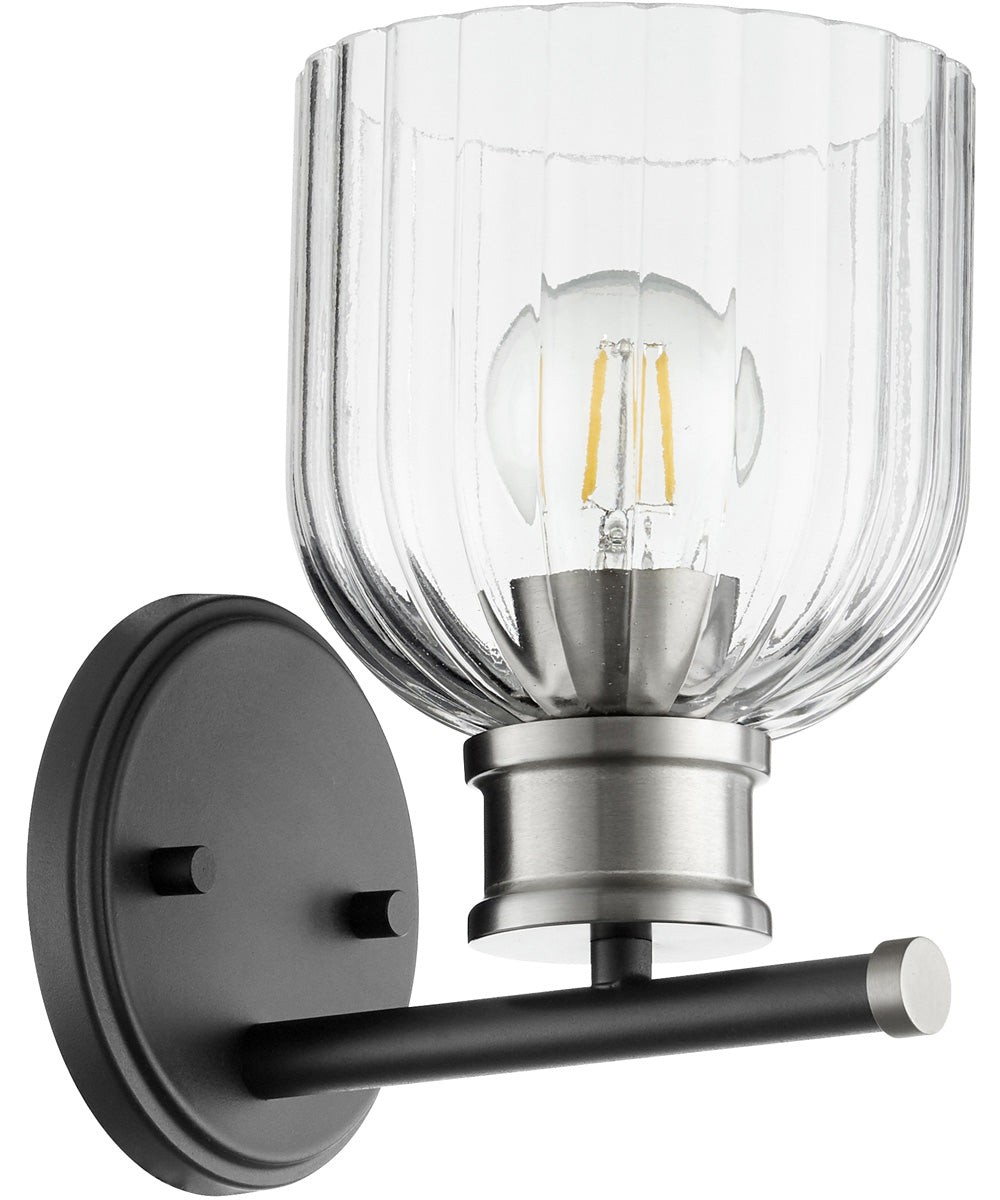 Monarch 1-light Wall Mount Light Fixture Noir w/ Satin Nickel