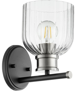 Monarch 1-light Wall Mount Light Fixture Noir w/ Satin Nickel