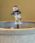 Skating Christmas Snowman Antique Brass Base Lamp Finial 3"H