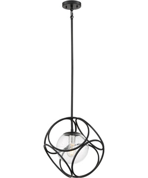 14"W Aurora 1-Light Pendant Black / Polished Nickel