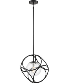 14"W Aurora 1-Light Pendant Black / Polished Nickel
